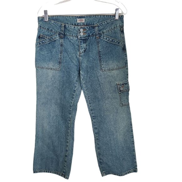 VTG Y2K Abercrombie Fitch Low Rise‎ Capri Cargo Jeans 8R (31x23") Girlie Flatout - Picture 1 of 14